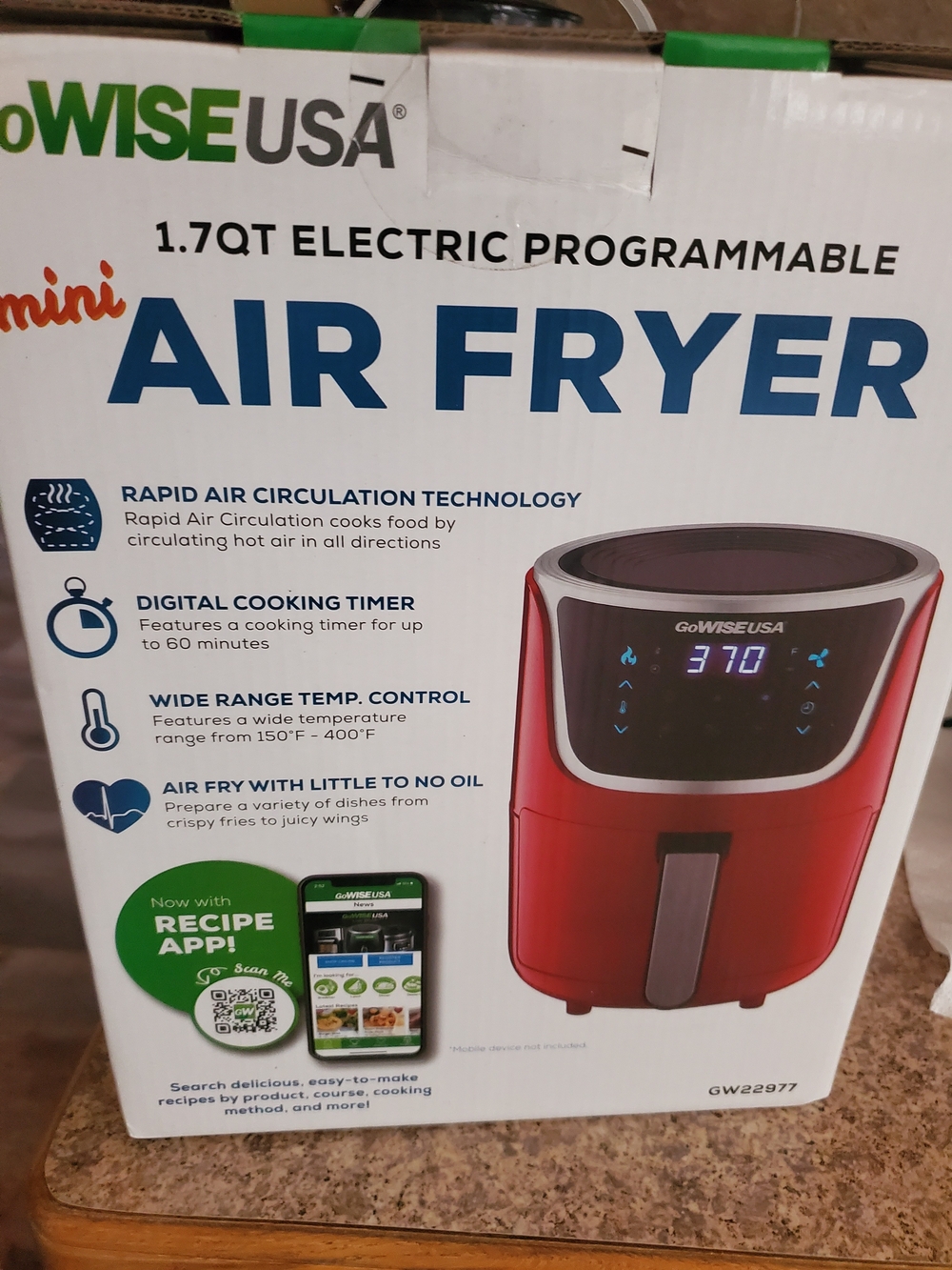 Red Mini 1.7QT Electric Programmable Air Fryer